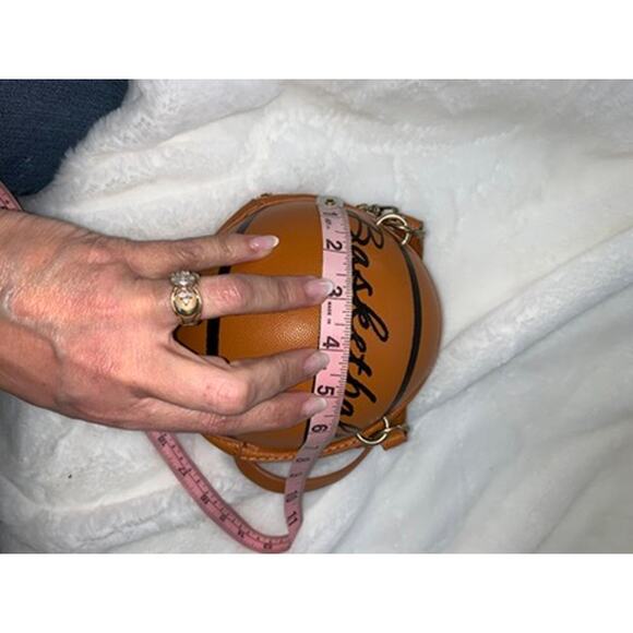 Women's‎ Orange Basketball Shape Mini Crossbody Handbag - Picture 3 of 4